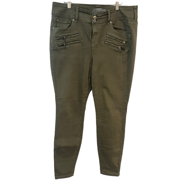 torrid Pants - Torrid size 14R army green jeggings EUC